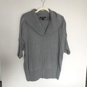 White House Black Market Turtleneck Sweater Women’s Large Grey Short Sleeved